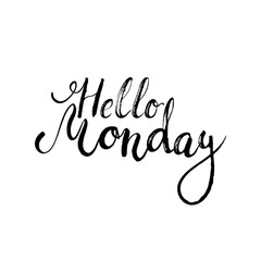 Hand drawn typography lettering phrase Hello Monday on the white background. Modern motivational calligraphy