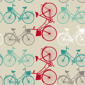 Vintage seamless background with bicycles.