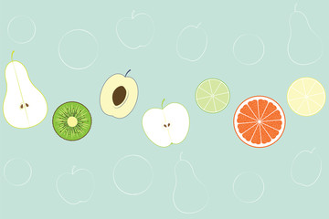 Flat Fruit Background. Vector illustration