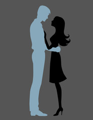 Couple hugging silhouette vector 