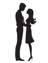 Obraz na płótnie Canvas Couple hugging silhouette vector 
