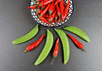 Chili und Zuckerschoten