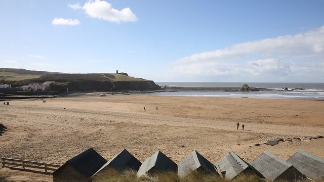 Bude beach North Cornwall England UK popular tourist destination pan