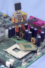 puppet men from old radio components employed computer repair