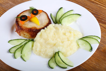Kids style cutlet with mushed potato