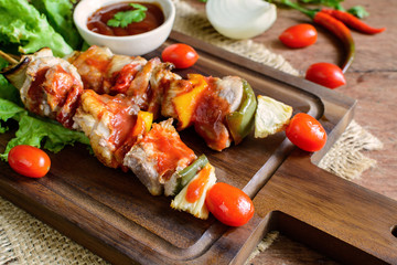 Grilled pork barbecue with sauce