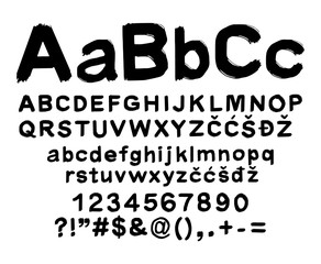 Hand drawn alphabet, brush stroke imitation - version 2. EPS8.