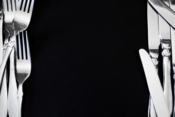 steel fork  on a black background