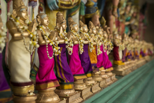 Small Figurines In A Hinduism Temple.