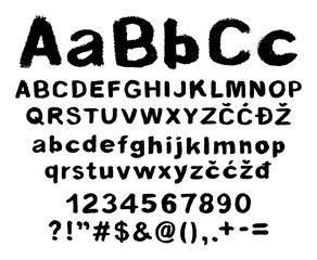 Fototapeta premium Hand drawn alphabet, brush stroke imitation - version 1. EPS8.