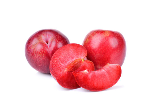  red plum isolated on white background