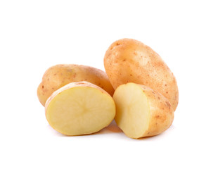 Fresh potato on white background