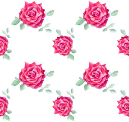 Seamless pattern of rose flower on a white background. 