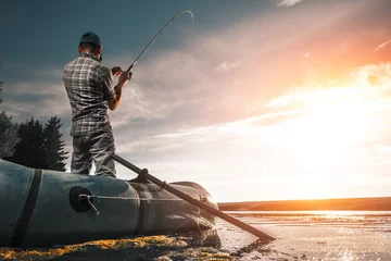 Foto auf Acrylglas Mature man fishing on the lake © Dudarev Mikhail