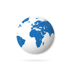 Planet earth with shadow on white background