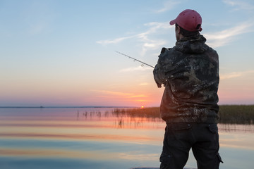 Man fishing on the lake