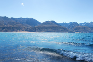 landscape of lake in summer day in new zealand