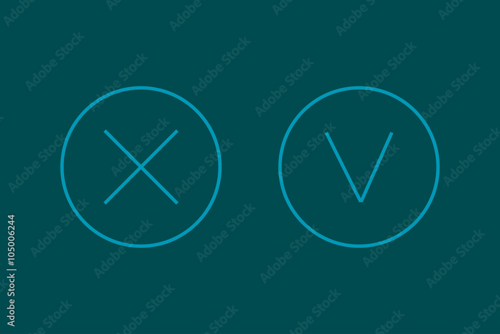 Poster cross and a check mark icon with stylish design lines
