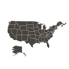 Contour map of the USA on white background black color