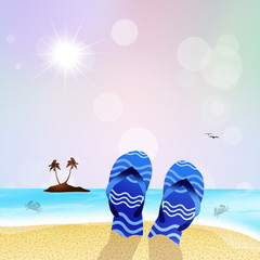 Fototapeta na wymiar flip-flops on the beach