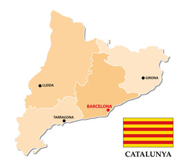 catalunya simple administrative map with flag