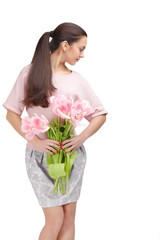 woman with  tulip bouquet