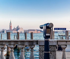 tourist binocular with Venice lagoon in background