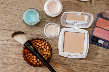Set of decorative cosmetics, closeup on desk