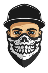 A guy in a bandana with a skull pattern.