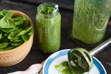 Green smoothie in the jar