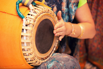 traditional Indian tabla drums close up - obrazy, fototapety, plakaty