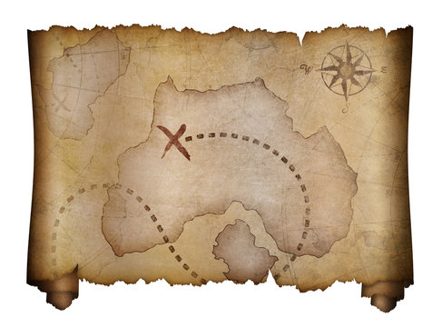 Fototapeta old pirates treasure map scroll