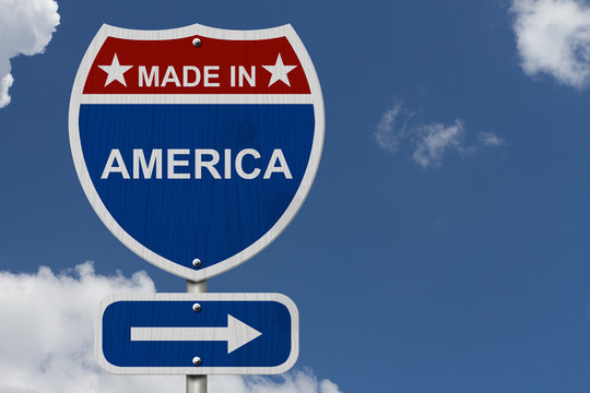 American Made in America Highway Road Sign