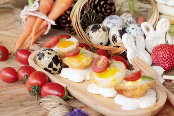 Sandwich bread with quail eggs of delicious.
