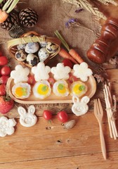 Sandwich bread with quail eggs of delicious.