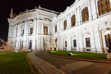 Fototapeta na wymiar A beautiful building at night in Vienna, Austria