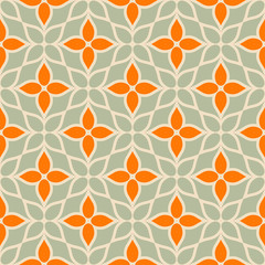 Vintage vector geometric background, floral modern seamless pattern - 105017889