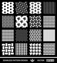 Abstract, modern geometric backgrounds set, simple style seamless patterns