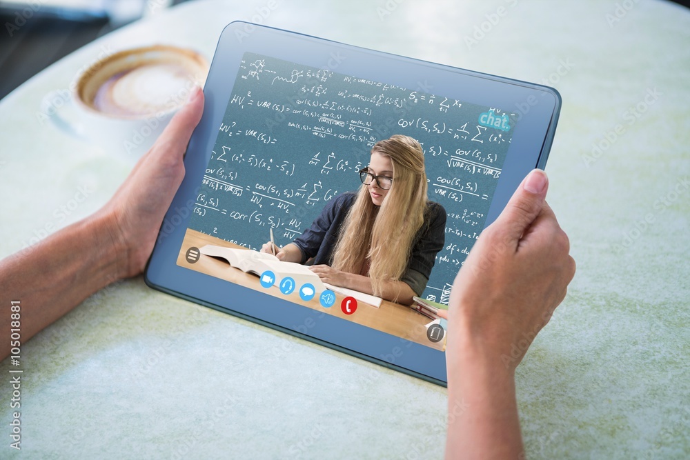 Aufkleber composite image of student studying in the library