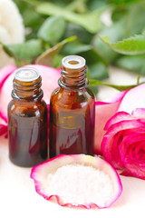 Fototapeta na wymiar Rose essential aroma oil