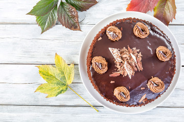 chocolate cake, view from above