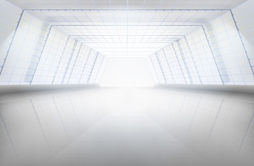 Hall, large space. Vector illustration.