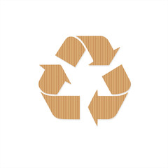 Recycle sign from kraft paper isolated on white background