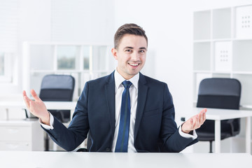 Talkative young businessman