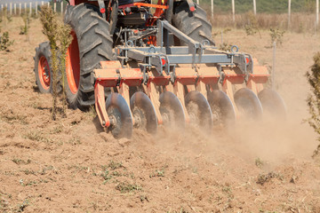  Close up of a disc harrow system, cultivate the soil
