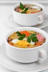 Borscht, eggs, white, sausage, Polish, easter, soup