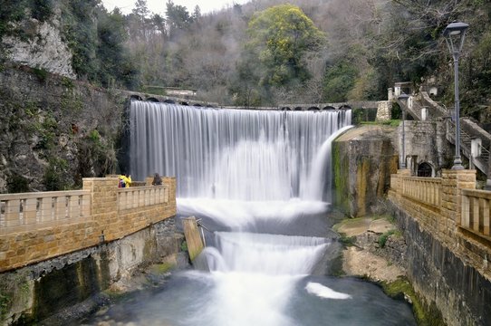 Artificial waterfall on river Psyrtsha in Abkhazia New Afon