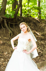 Fototapeta na wymiar portrait of beautiful bride outdoors