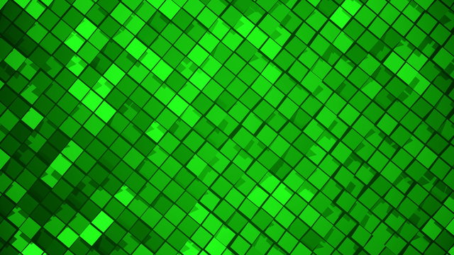 Green metallic square blocks background animation. Seamless loop. 4k - Ultra HD.