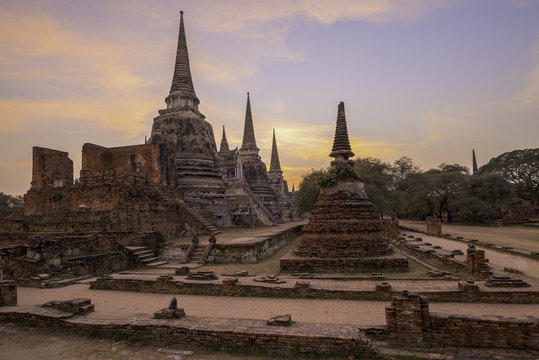 Pagoda at Wat Phra Sri Sanphet Temple is world heritage, Ayuttha